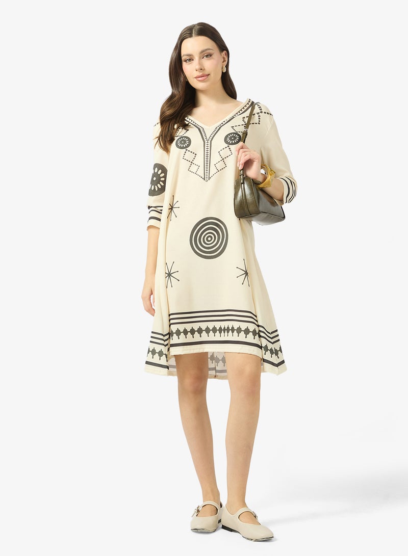 Ginger V Neck Monochrome Kaftan Beach Dress - Image 4